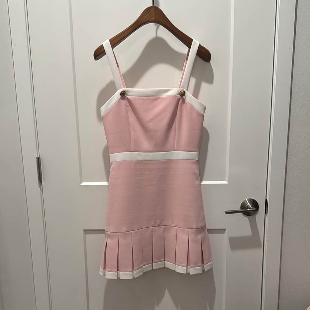 Alice + Olivia Pink and White Strappy Dress